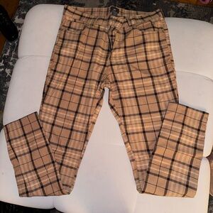 H&M Skinny Fit Plaid Pants Chinos Men) Tan Brown Black